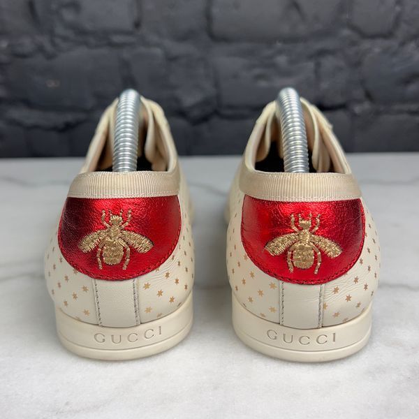 Falacer Logo Stars Print Bees Embroidered Beige Leather