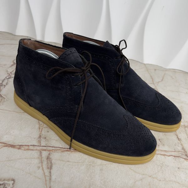 Desert Laced Boots Wing Tip Navy Suede