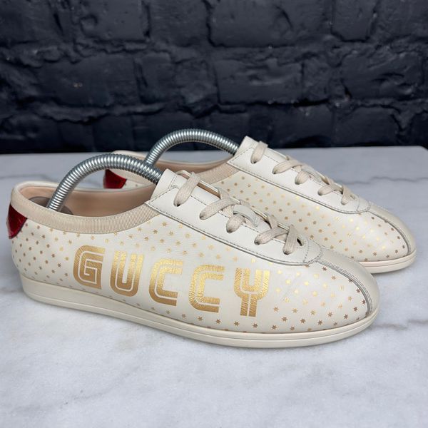 Falacer Logo Stars Print Bees Embroidered Beige Leather
