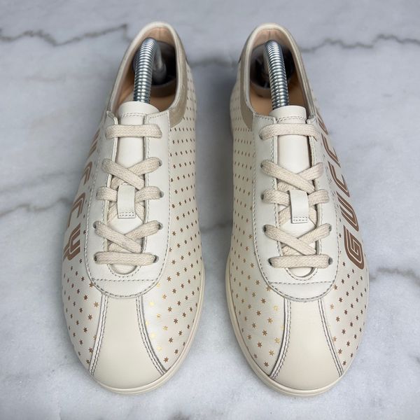 Falacer Logo Stars Print Bees Embroidered Beige Leather