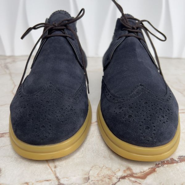 Desert Laced Boots Wing Tip Navy Suede