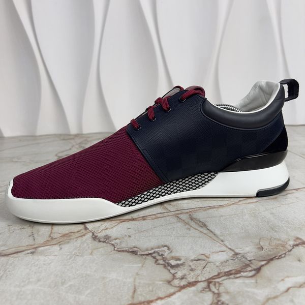 Fastlane Damier Sneakers Maroon Blue Mesh