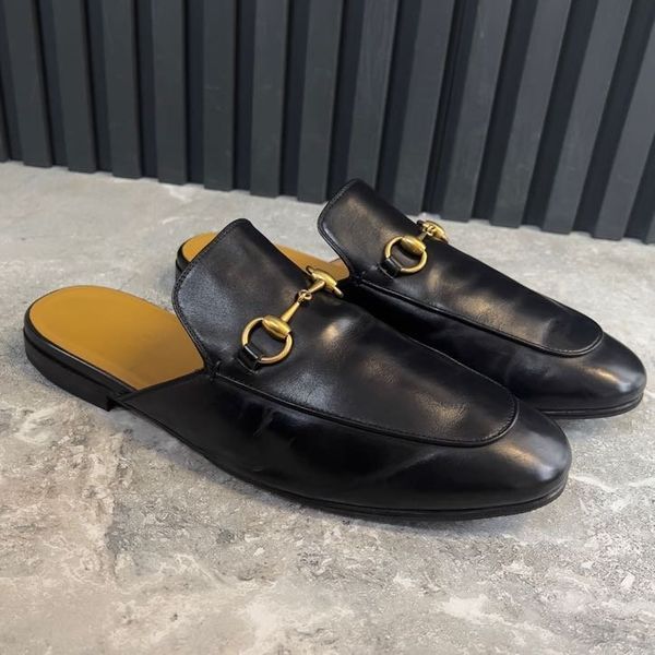 Princetown Horsebit Mules Black Leather