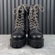 Cordovan Lux Nappa GG Matelasse Cap Toe Combat Boots Platform Black Leather