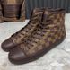 Brooklyn Damier кросівки кеди коричневі шкіряні 3158 фото 2