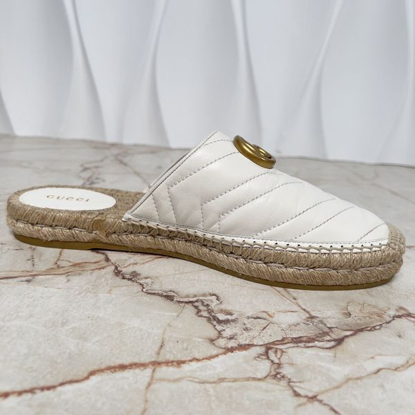 Marmont Doudle G Matelasse Mule Espadrille White Leather