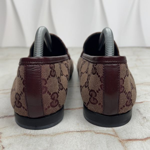 Jordaan Horsebit GG Monogram Loafers Burgundy Canvas
