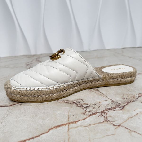 Marmont Doudle G Matelasse Mule Espadrille White Leather