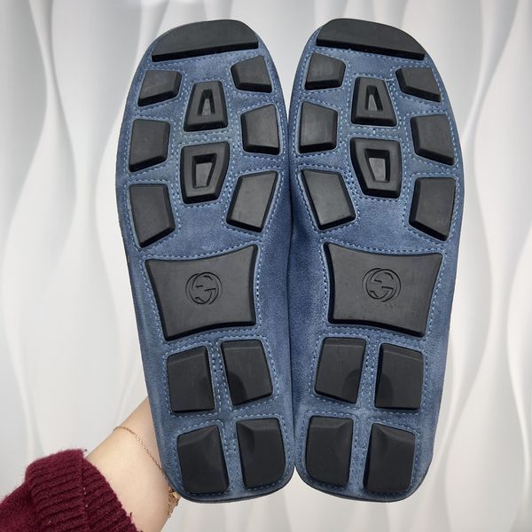 Marmont Double G Collapsible Heels Moccasins Blue Suede
