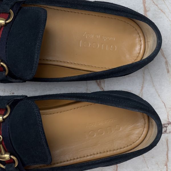 Jordaan Web Horsebit Loafers Navy Blue Suede