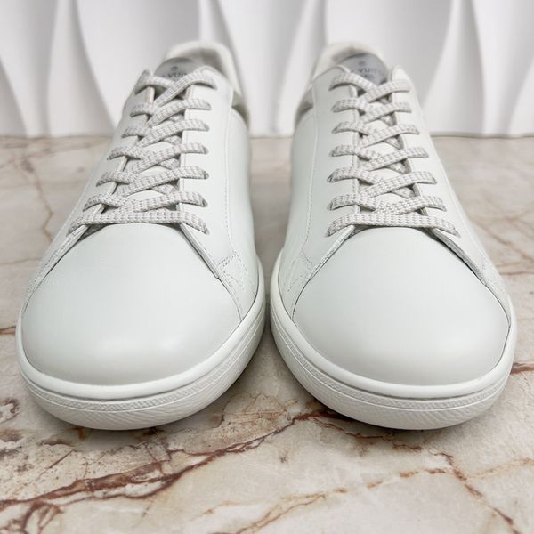 Luxembourg Sneakers Monogram Print Logo Silver Trim White Leather