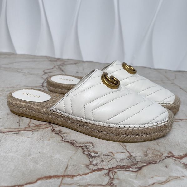 Marmont Doudle G Matelasse Mule Espadrille White Leather