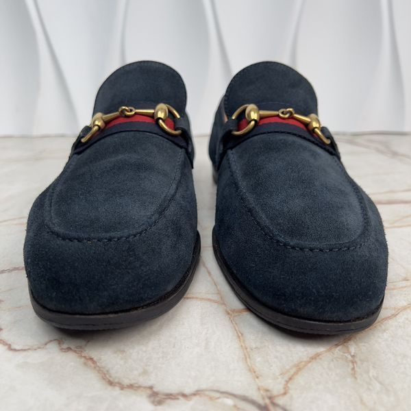 Jordaan Web Horsebit Loafers Navy Blue Suede