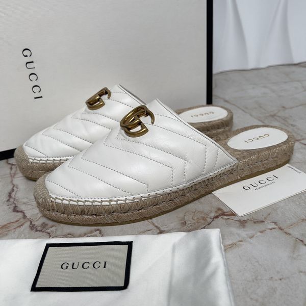 Marmont Doudle G Matelasse Mule Espadrille White Leather