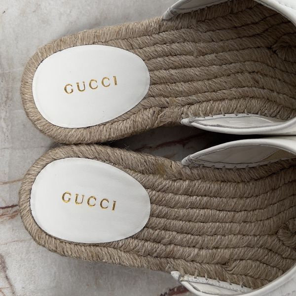 Marmont Doudle G Matelasse Mule Espadrille White Leather