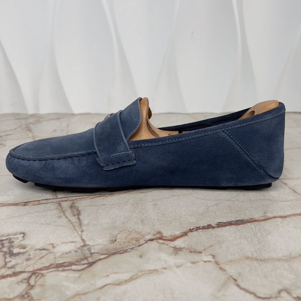 Marmont Double G Collapsible Heels Moccasins Blue Suede