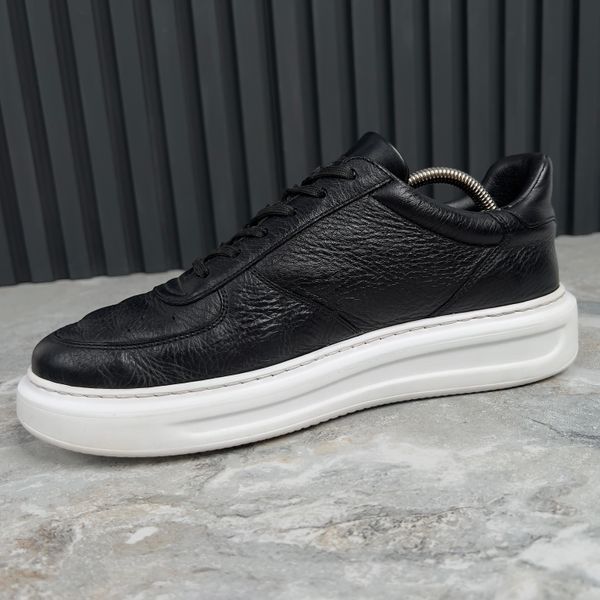 Oversized Platform Sneakers Black Leather