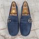 Marmont Double G Collapsible Heels Moccasins Blue Suede