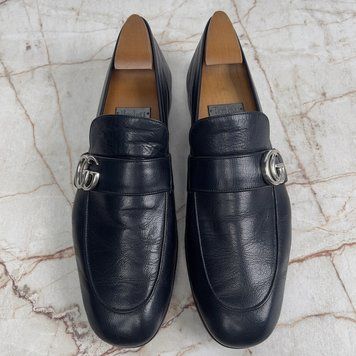 Donnie Logo Loafers Navy Blue Leather