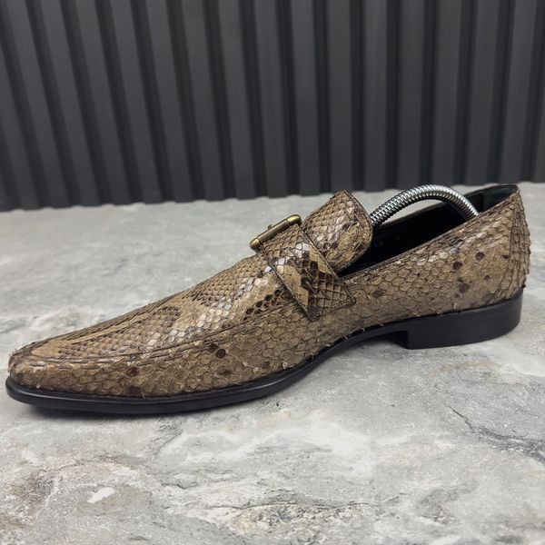 Classic shoes loafers genuine python skin