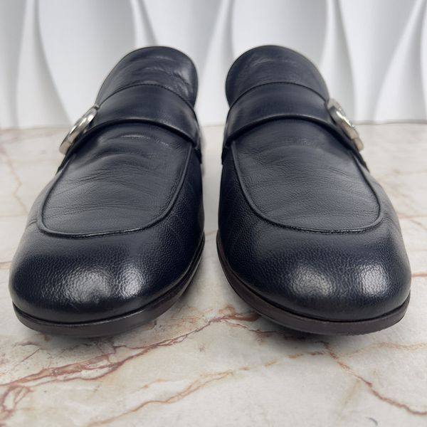 Donnie Logo Loafers Navy Blue Leather