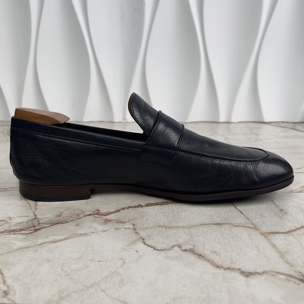 Donnie Logo Loafers Navy Blue Leather