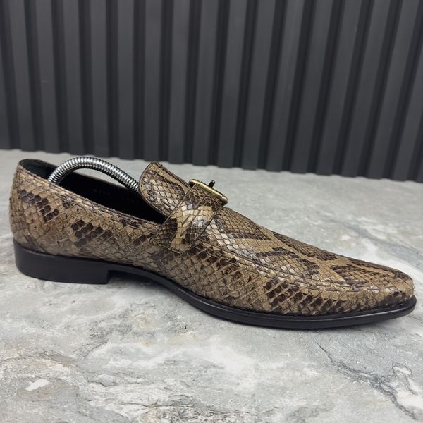 Classic shoes loafers genuine python skin