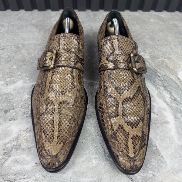 Classic shoes loafers genuine python skin