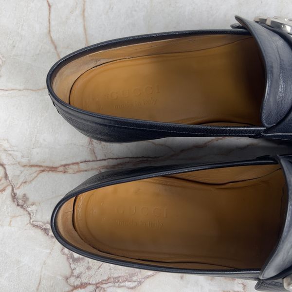 Donnie Logo Loafers Navy Blue Leather