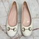 Horsebit Ballet Flats Beige Leather