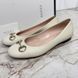 Horsebit Ballet Flats Beige Leather