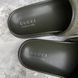 Slides Dark Green GG Monogram Quilted Canvas Leather