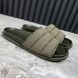 Slides Dark Green GG Monogram Quilted Canvas Leather