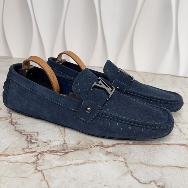 Monte Carlo Moccasin Perforated Blue Suede