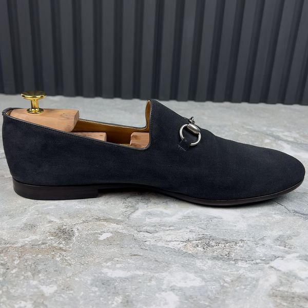 Penny Horsebit Loafers Navy Blue Suete