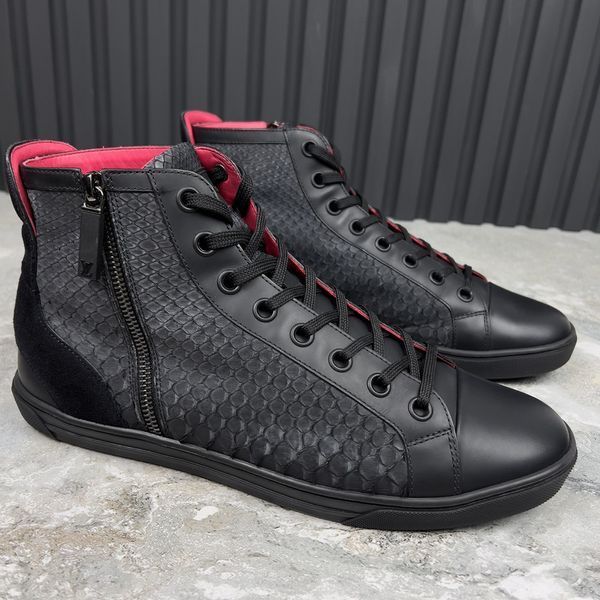 Challenge Zip Python кросівки кеди чорні принтовані шкіряні 3163 фото