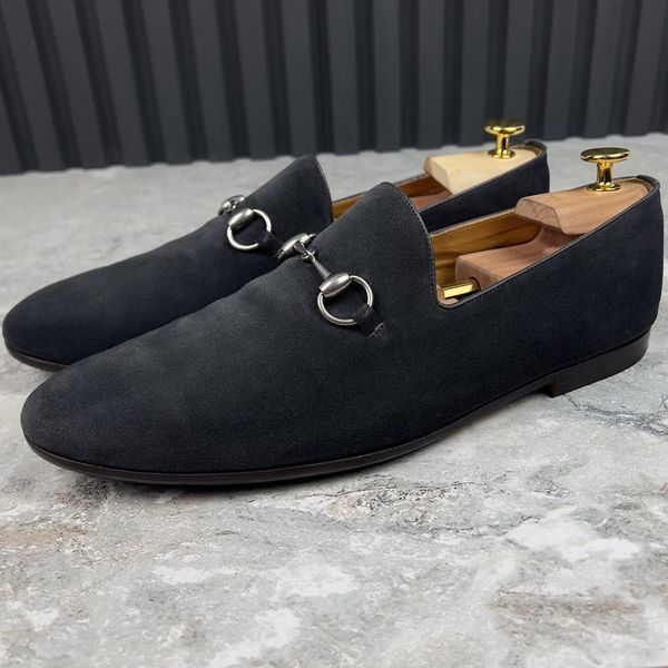 Penny Horsebit Loafers Navy Blue Suete
