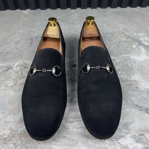Penny Horsebit Loafers Navy Blue Suete