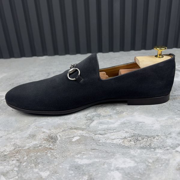 Penny Horsebit Loafers Navy Blue Suete