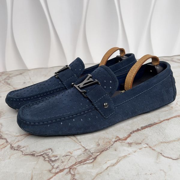 Monte Carlo Moccasin Perforated Blue Suede