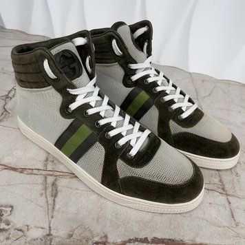 Dapper High Top Sneakers Green Suede Mesh