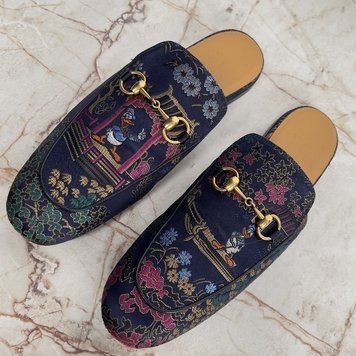 GUCCI x Disney Horsebit Princetown Mule Blue Fabric