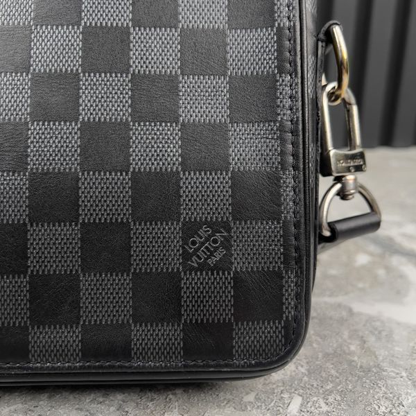 Studio Onyx Damier Infini сумка месенджер чорна шкіряна 3938 фото