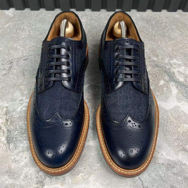Voltaire Wingtip Derby Blue Denim Leather