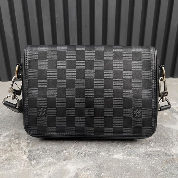 Studio Onyx Damier Infini сумка месенджер чорна шкіряна 3938 фото