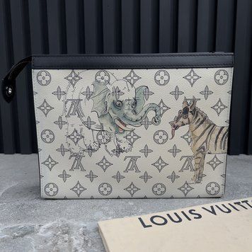 Limited Edition Louis Vuitton x Chapman Brothers Savane Pochette Voyage MM Clutch Bag White