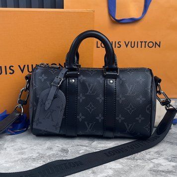 Keepall 25 Monogram Eclipse Reverse Canvas Trim Leather Bag
