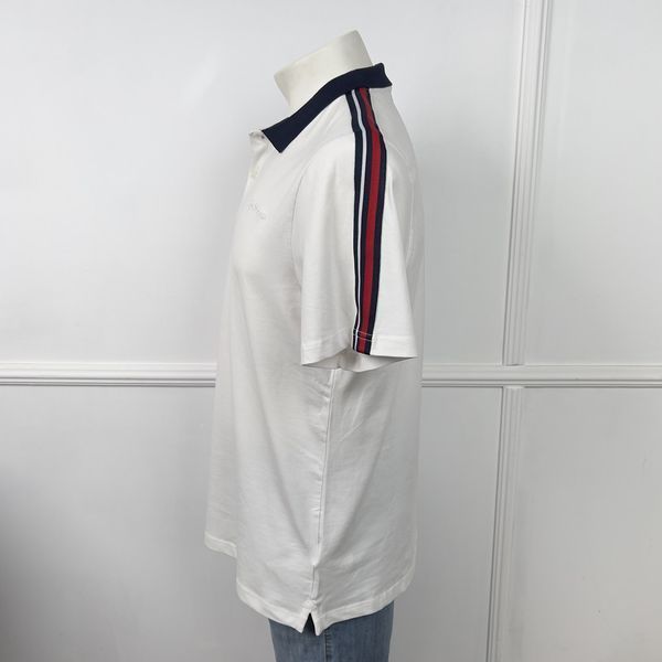 Regular Fit T-shirt Polo Short Sleeve Bright White Cotton Size L