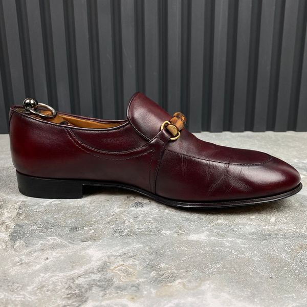 Bamboo Horsebit Loafers Burgundy Leather