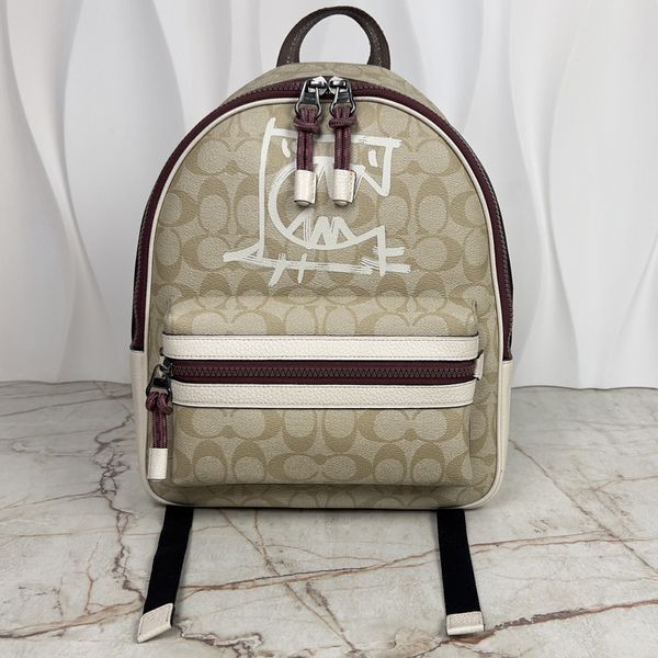 Charlie Medium Backpack In Signature Canvas With Rexy By Guang Yu